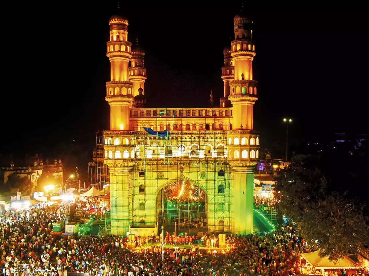 Charminar with golden lights